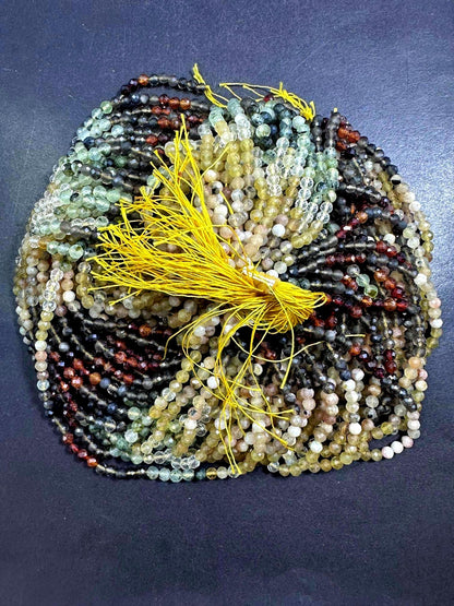 Beautiful 100% Natural Mixed Stones Faceted Round Shape Gemstone Beads. 4mm, Beautiful Natural Multicolor Pattern, Great Quality 15.5"