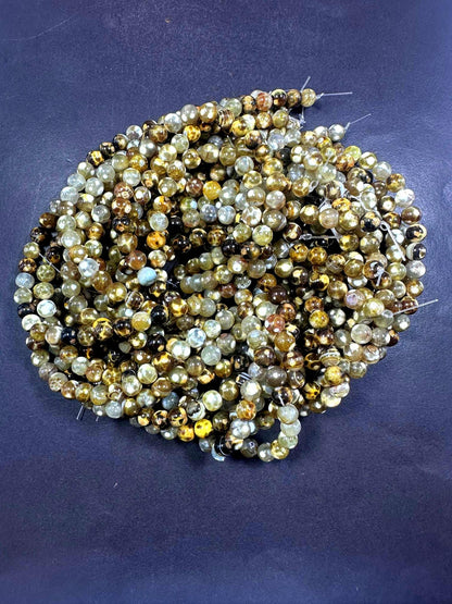 Beautiful Natural Snake Skin Agate Smooth Round Shape Beads. 8mm, 10mm, Unique Multicolor Pattern, Good Quality Full Strand 15.5"