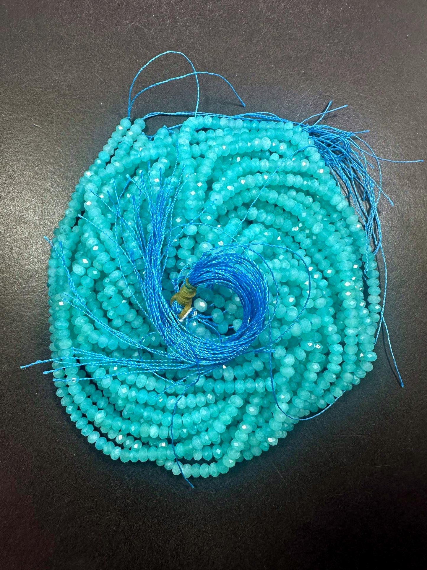 100% Natural Amazonite Faceted Rondelle Shape Gemstone Beads. 4x3mm Beautiful Natural Blue Color, Excellent Quality 15.5"