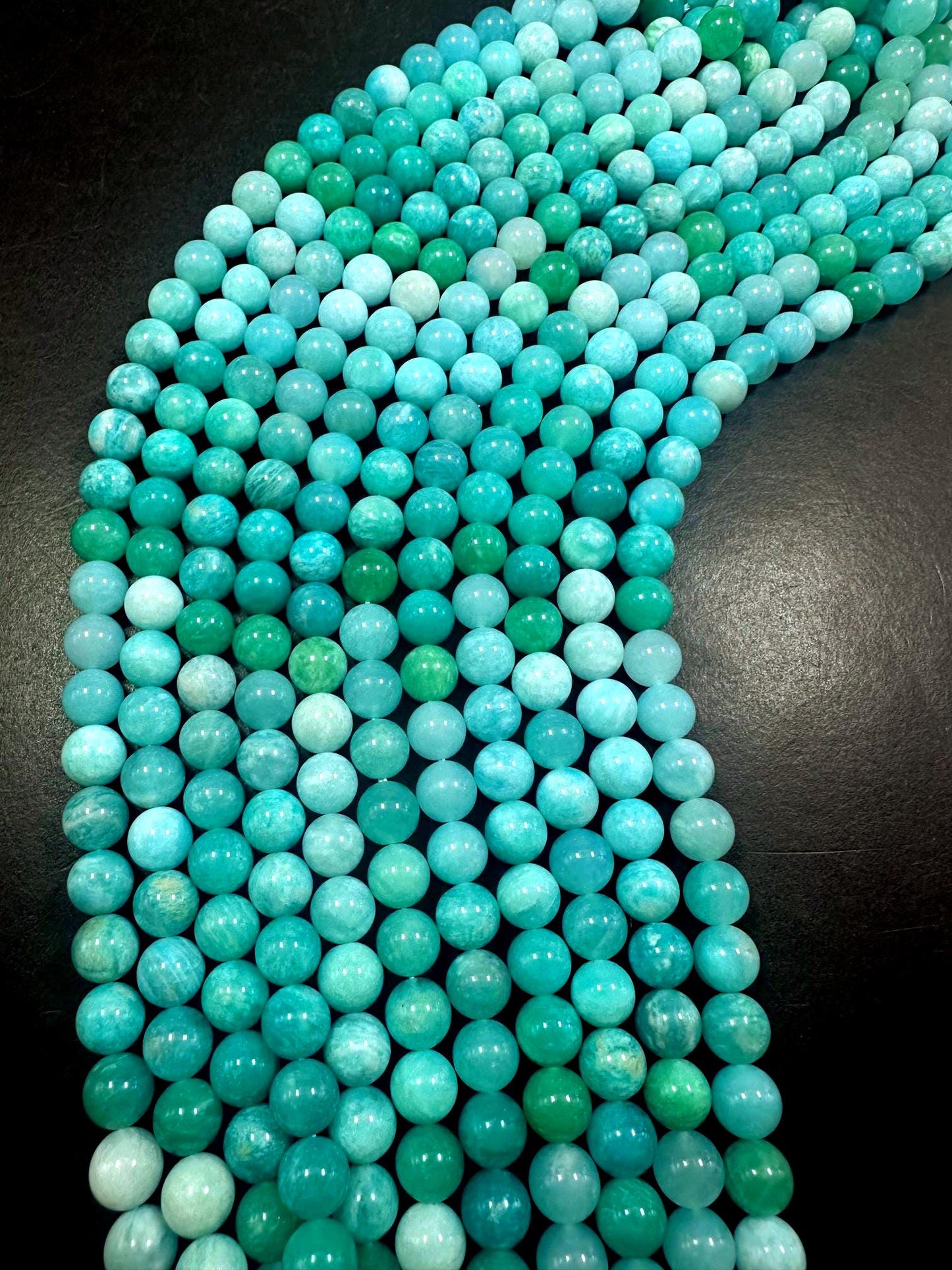 100% AAA Natural Blue Green Amazonite Round Shape Gemstone Beads. 6mm, 8mm, 10mm Blue Green Color Excellent Quality Full Strand 15.5"