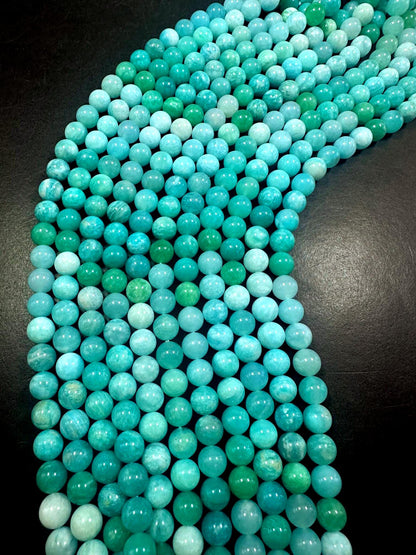 100% AAA Natural Blue Green Amazonite Round Shape Gemstone Beads. 6mm, 8mm, 10mm Blue Green Color Excellent Quality Full Strand 15.5"