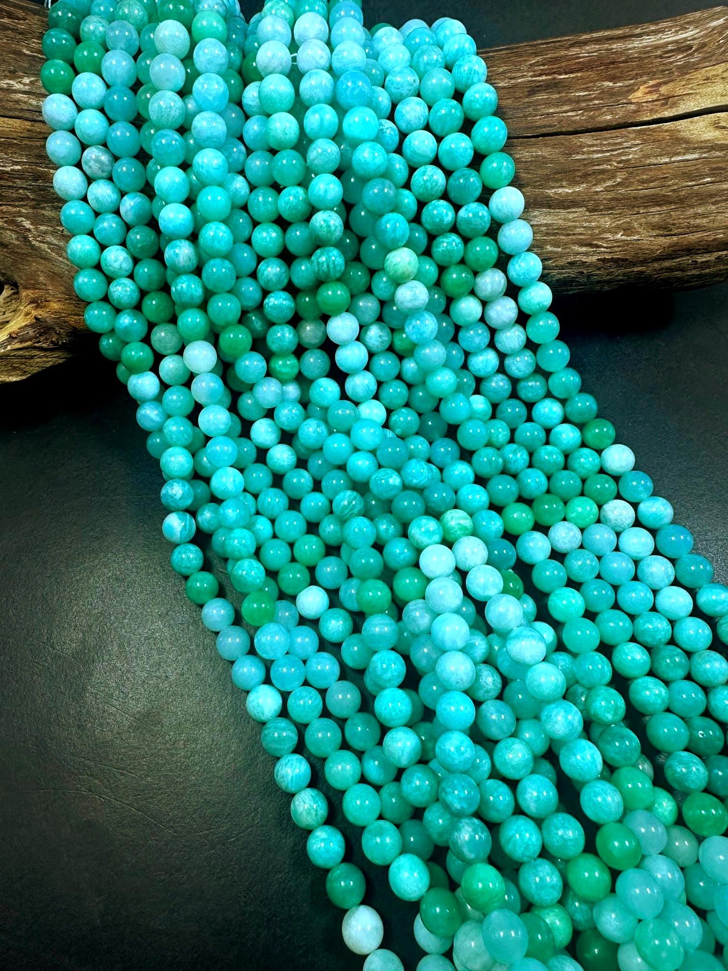 100% AAA Natural Blue Green Amazonite Round Shape Gemstone Beads. 6mm, 8mm, 10mm Blue Green Color Excellent Quality Full Strand 15.5"