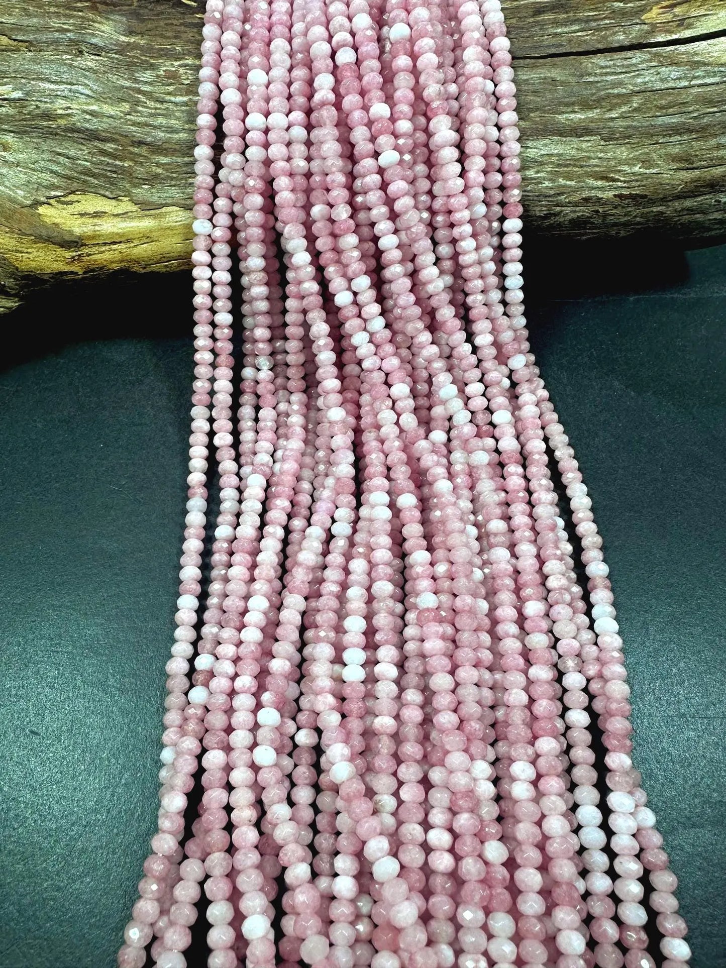 100% AAA Natural Pink Opal Faceted Rondelle Shape Gemstone Beads. 4x3mm, Stunning Pink Color Excellent Quality Full Strand 15.5"