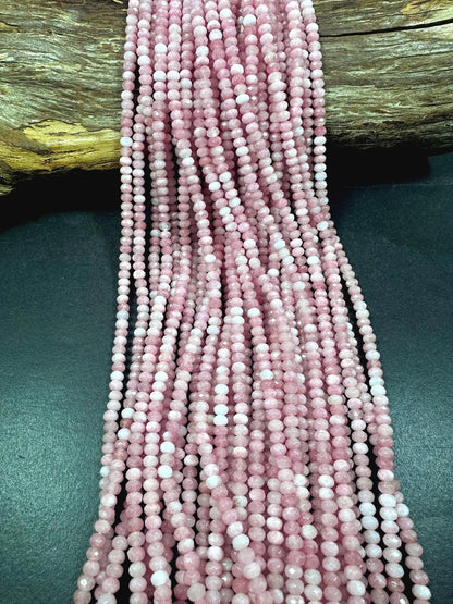 100% AAA Natural Pink Opal Faceted Rondelle Shape Gemstone Beads. 4x3mm, Stunning Pink Color Excellent Quality Full Strand 15.5"