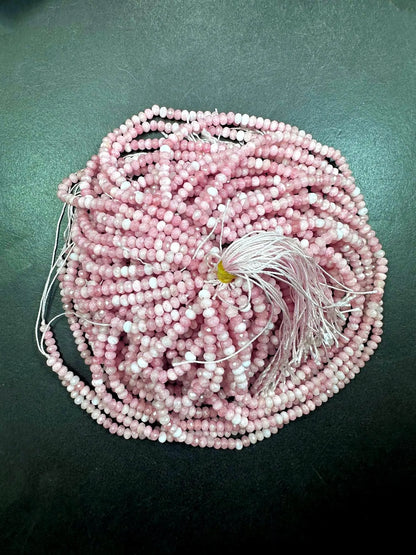 100% AAA Natural Pink Opal Faceted Rondelle Shape Gemstone Beads. 4x3mm, Stunning Pink Color Excellent Quality Full Strand 15.5"