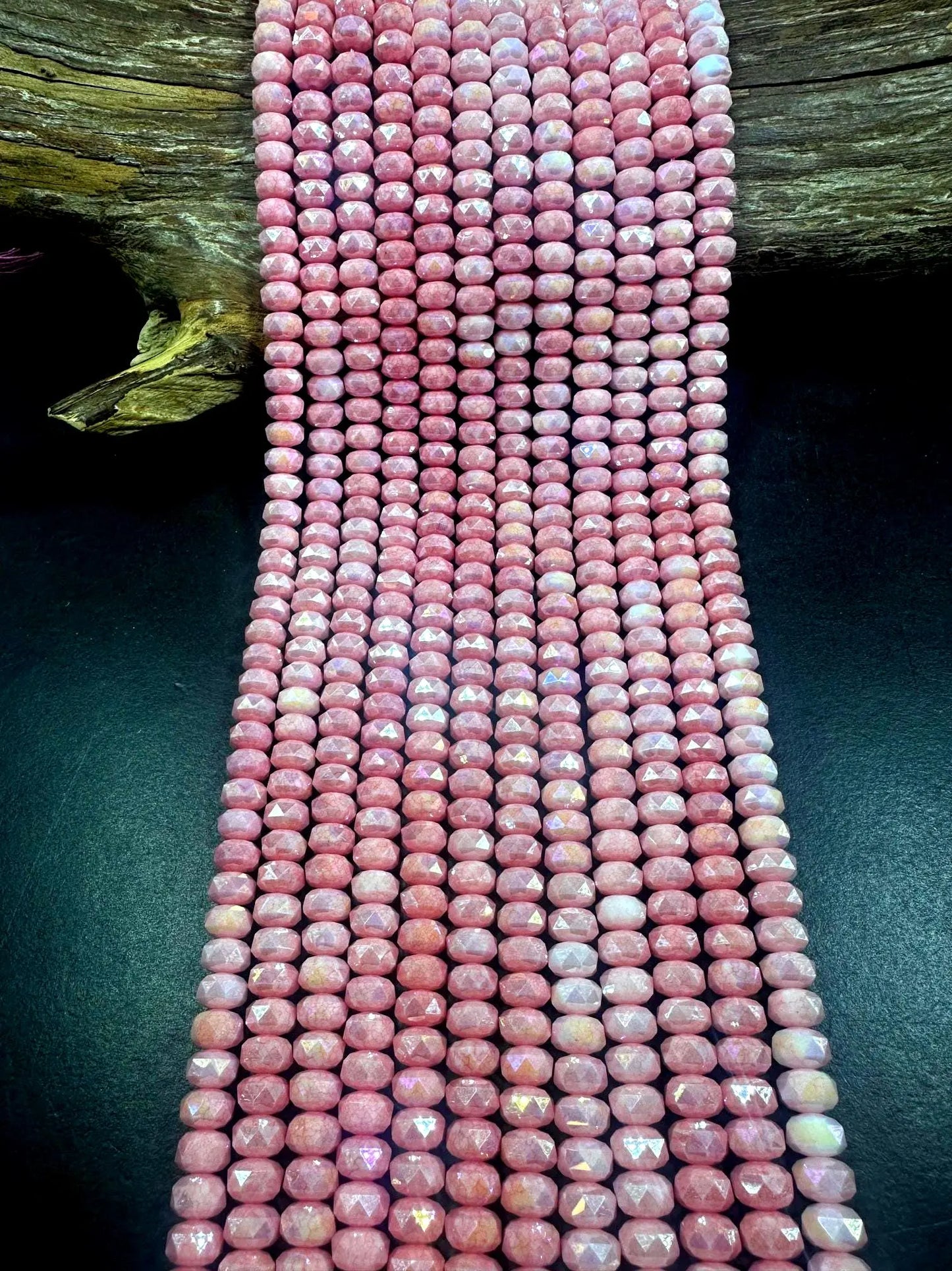 Beautiful Blush Pink Faceted Rondelle Chinese Crystal Glass Beads. 5x8mm, Blush Pink Color, Great Quality Full Strand 15.5"