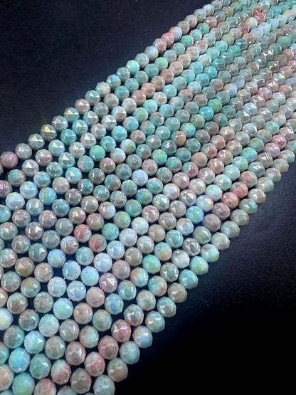 Beautiful Pastel Mermaid Faceted Round Chinese Crystal Glass Beads. 8mm, Stunning Multicolor Pattern, Great Quality Full Strand 15.5"
