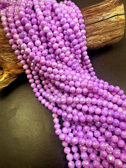 Beautiful Orchid Purple Faceted Round Chinese Crystal Glass Beads. 8mm, Gorgeous Purple Color, Great Quality Full Strand 15.5"