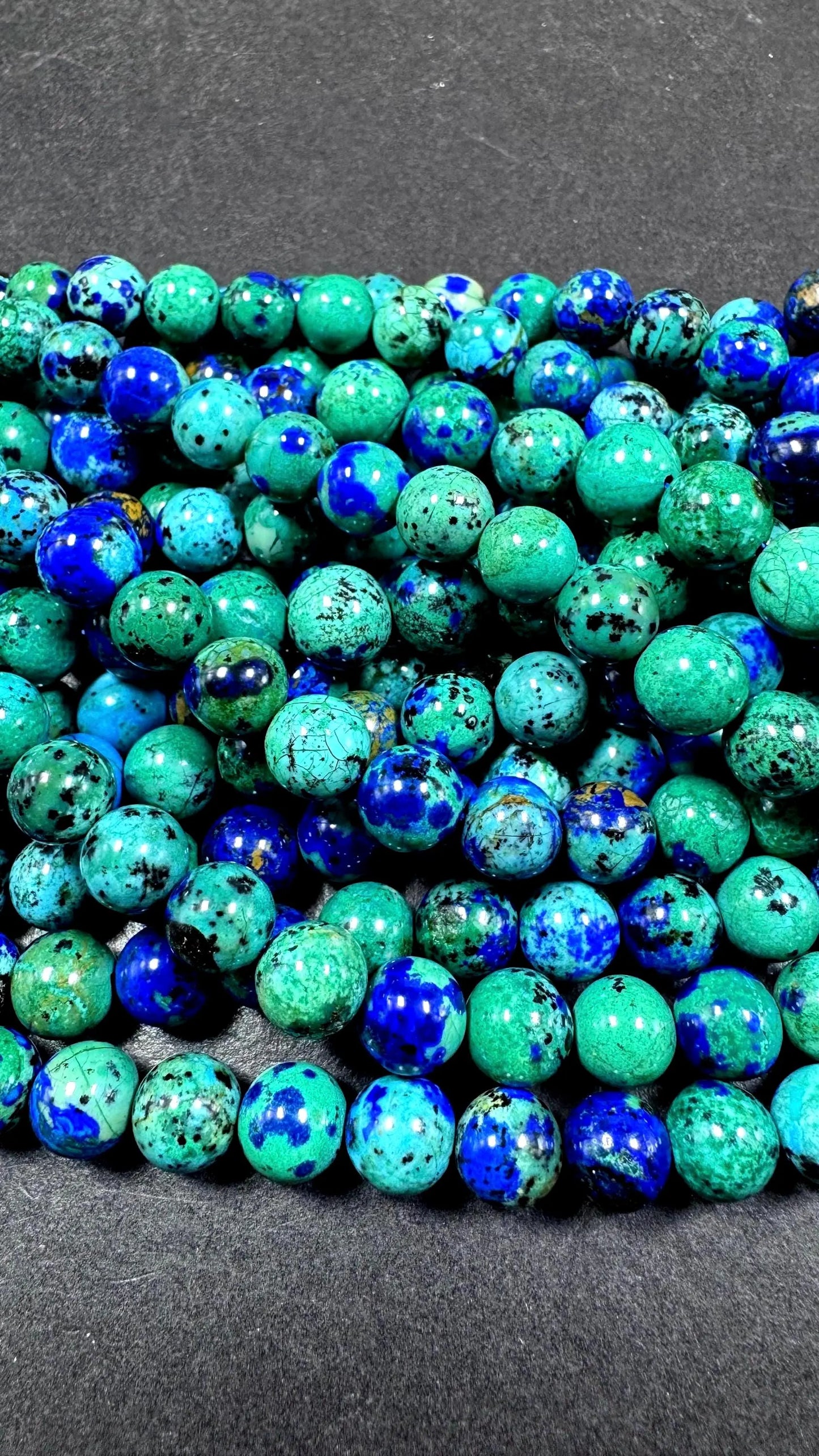 AAA Natural azurite gemstone bead. Gorgeous Natural green blue Natural color azurite bead. Not treated ! High quality gemstone bead. 15.5”