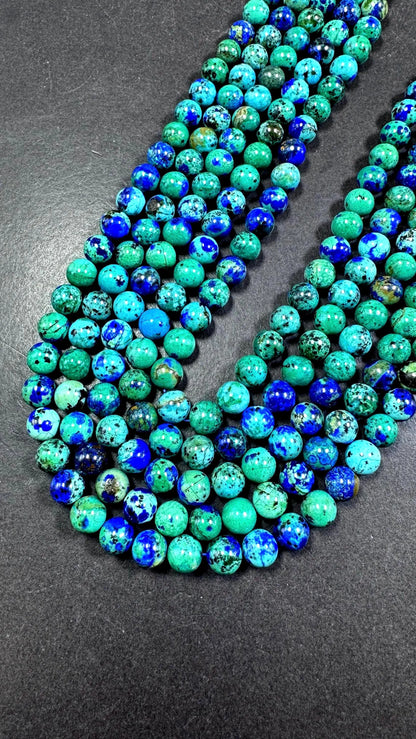 AAA Natural azurite gemstone bead. Gorgeous Natural green blue Natural color azurite bead. Not treated ! High quality gemstone bead. 15.5”