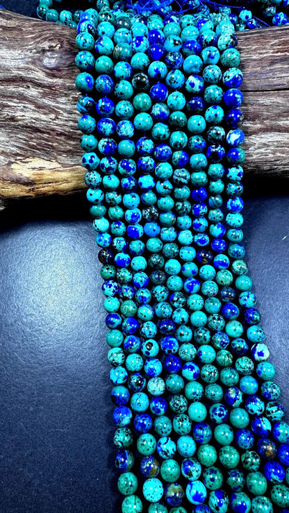 AAA Natural azurite gemstone bead. Gorgeous Natural green blue Natural color azurite bead. Not treated ! High quality gemstone bead. 15.5”