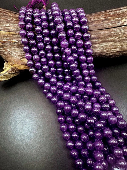 Gorgeous Metallic Deep Purple Dragon Pattern Agate Round Shape Beads. 6mm, 8mm, 10mm, Stunning Purple Color Great Quality Full Strand 15.5"