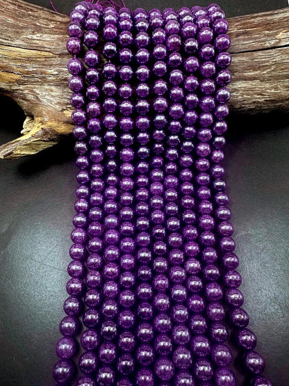 Gorgeous Metallic Deep Purple Dragon Pattern Agate Round Shape Beads. 6mm, 8mm, 10mm, Stunning Purple Color Great Quality Full Strand 15.5"