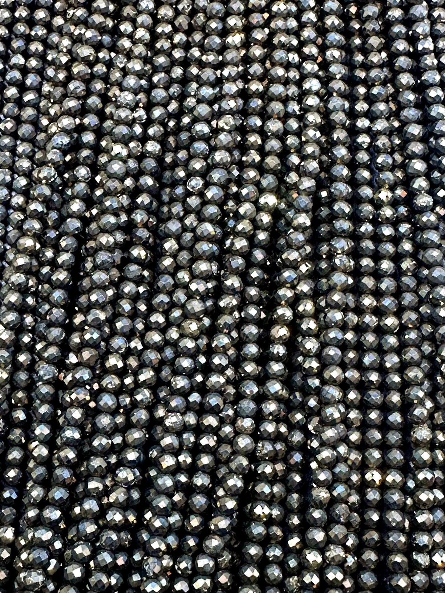 Beautiful Gold Pyrite Faceted Round Shape Gemstone Beads. Nice Gold Color, 3mm, Great Quality 15.5"