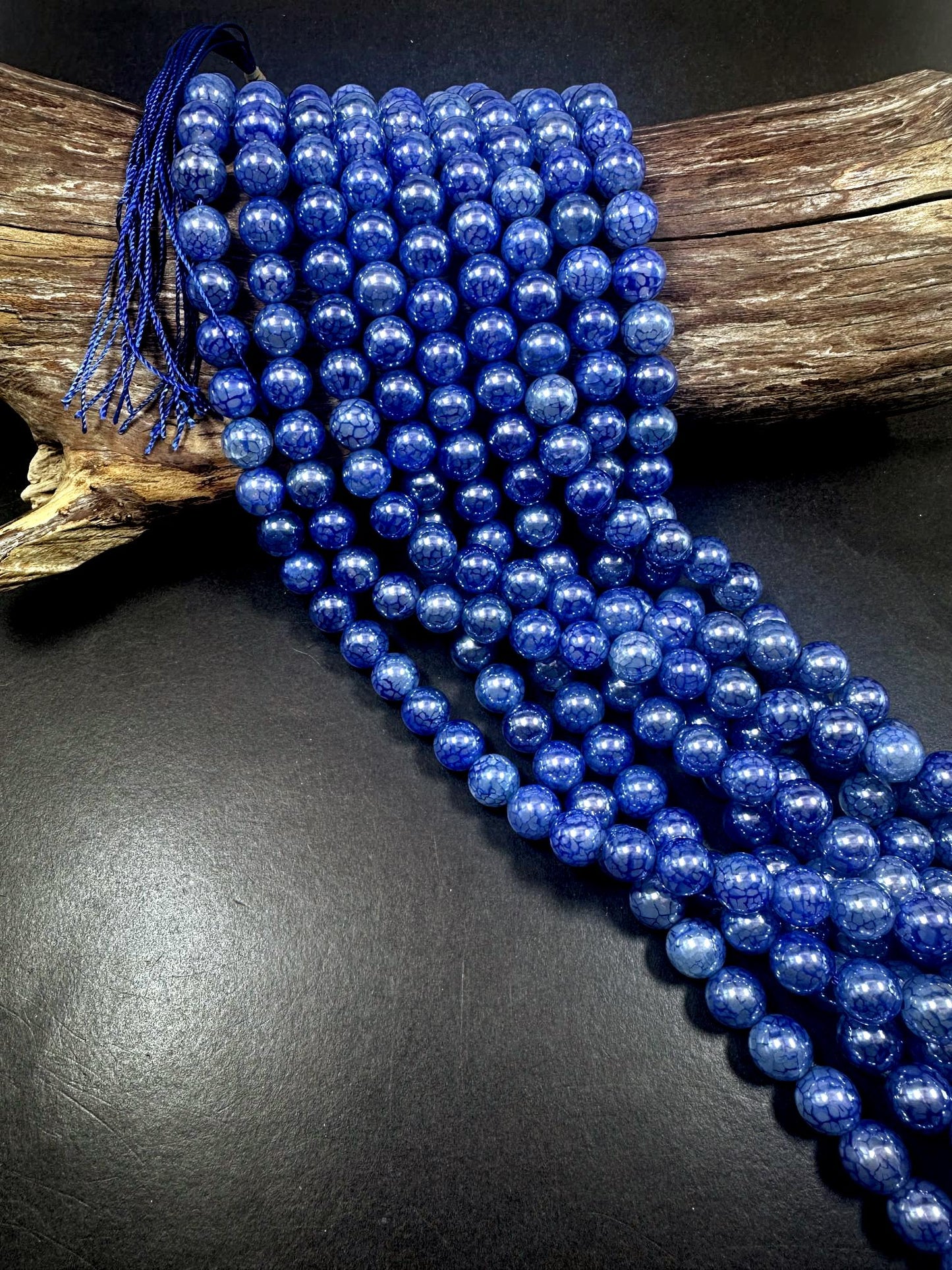 Gorgeous Metallic Blue Dragon Pattern Agate Round Shape Beads. 6mm, 8mm, 10mm, Stunning Blue Color Great Quality Full Strand 15.5"