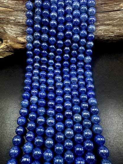 Gorgeous Metallic Blue Dragon Pattern Agate Round Shape Beads. 6mm, 8mm, 10mm, Stunning Blue Color Great Quality Full Strand 15.5"