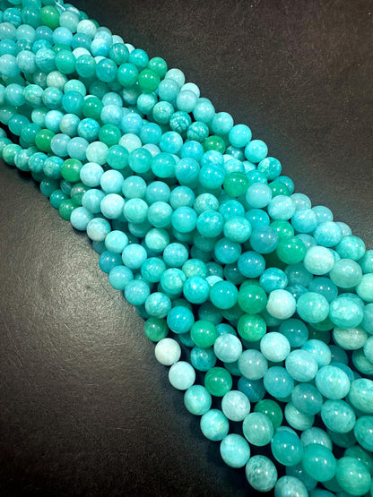 100% AAA Natural Blue Green Amazonite Round Shape Gemstone Beads. 6mm, 8mm, 10mm Blue Green Color Excellent Quality Full Strand 15.5"