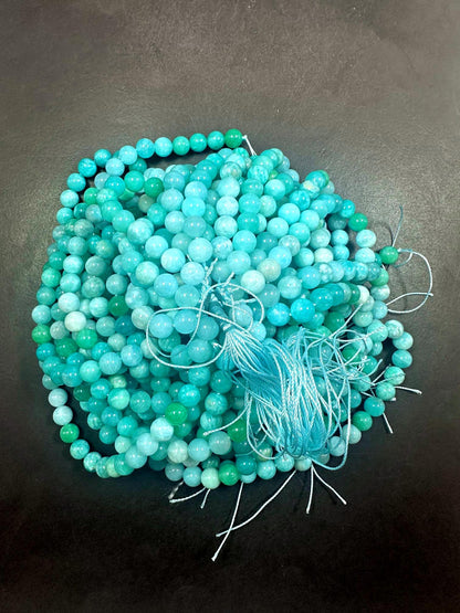 100% AAA Natural Blue Green Amazonite Round Shape Gemstone Beads. 6mm, 8mm, 10mm Blue Green Color Excellent Quality Full Strand 15.5"