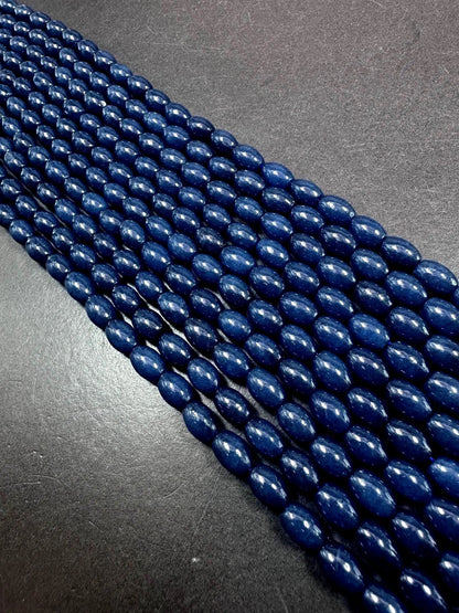 Beautiful Navy Blue Jade Barrel Shape Gemstone Beads. Stunning Navy Blue Shade, Great Quality Full Strand 15.5"