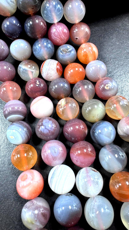 AAA Natural Botswana gemstone bead . Smooth round bead. Gorgeous Natural color. Not treated ! Excellent quality ! Full strand 15.5”