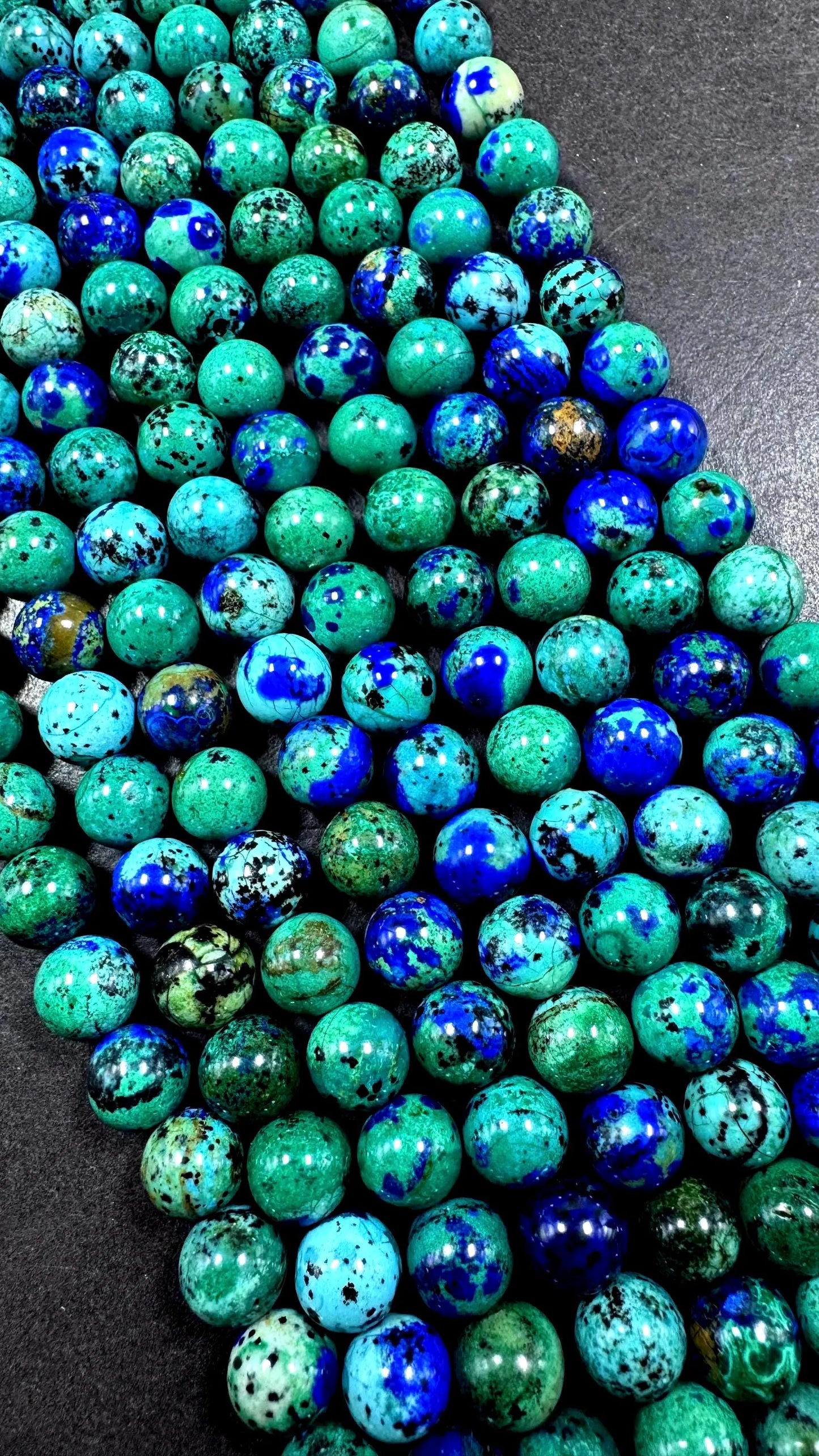 AAA Natural azurite gemstone bead. Gorgeous Natural green blue Natural color azurite bead. Not treated ! High quality gemstone bead. 15.5”