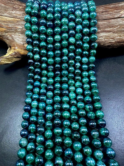 Gorgeous Metallic Forest Green Dragon Pattern Agate Round Shape Beads. 6mm, 8mm, 10mm, Stunning Green Color Great Quality Full Strand 15.5"