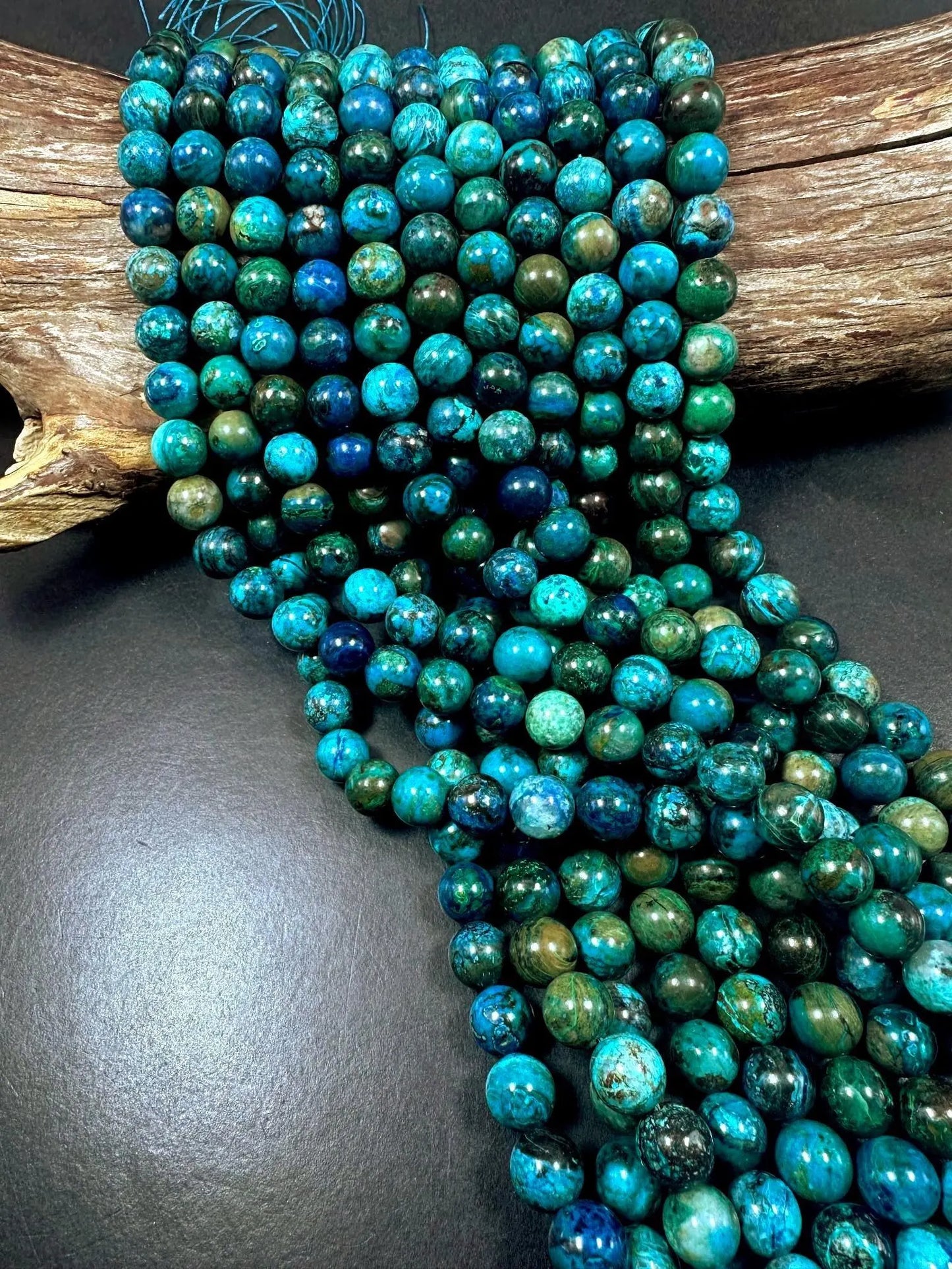 AAA 100% Natural Chrysocolla Smooth Round Shape Gemstone Beads. Gorgeous Blue Brown Color, Excellent Quality Full Strand 15.5"