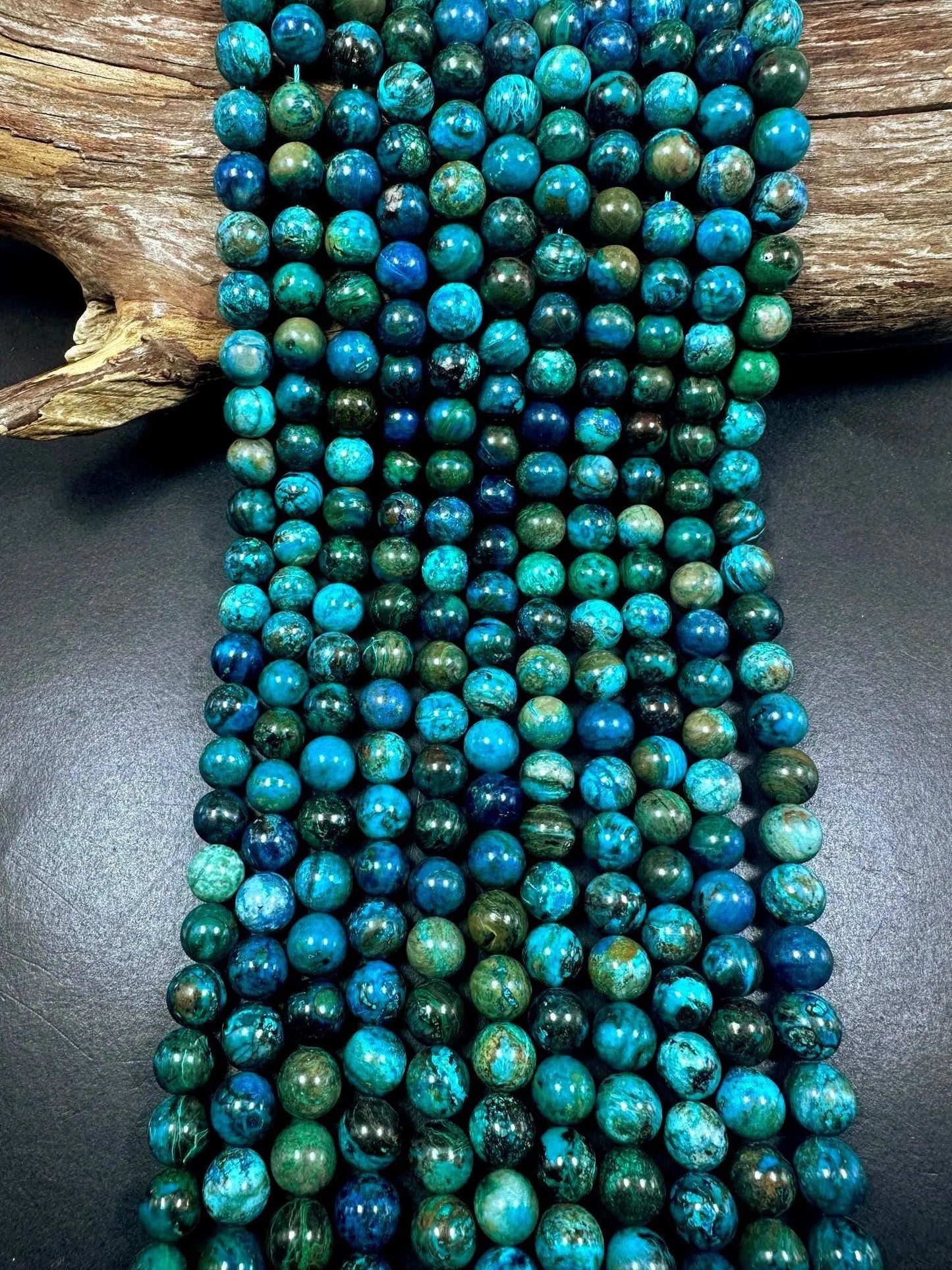 AAA 100% Natural Chrysocolla Smooth Round Shape Gemstone Beads. Gorgeous Blue Brown Color, Excellent Quality Full Strand 15.5"