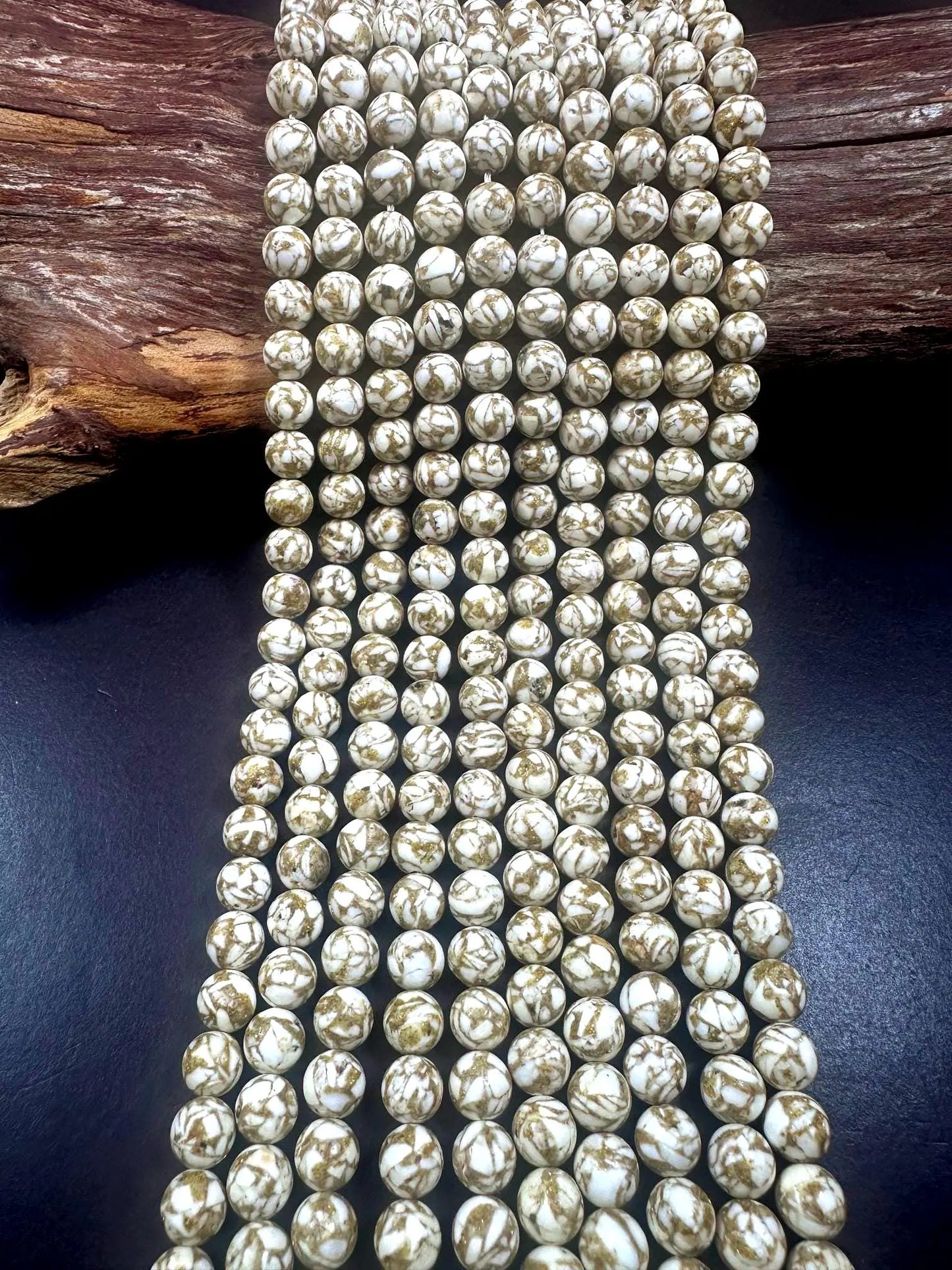 Beautiful White Beige Impression Jasper Smooth Round Shape Gemstone Beads. White and Beige Mixed Pattern, Great Quality Full strand 15.5"