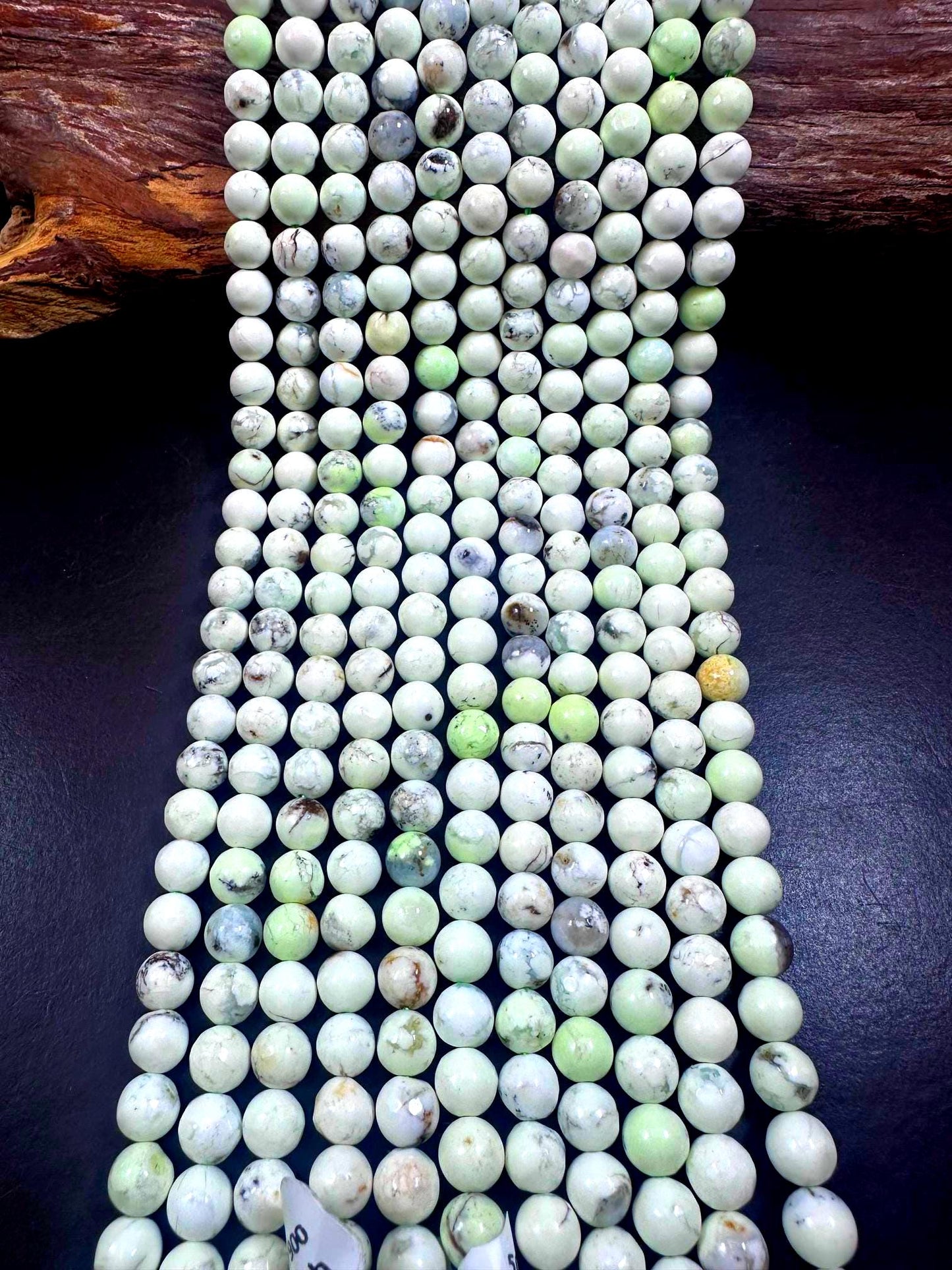 100% Natural Lemon Chrysoprase Smooth Round Shape Gemstone Beads. White Color with Light Green Tint, Great Quality Full Strand 15.5"
