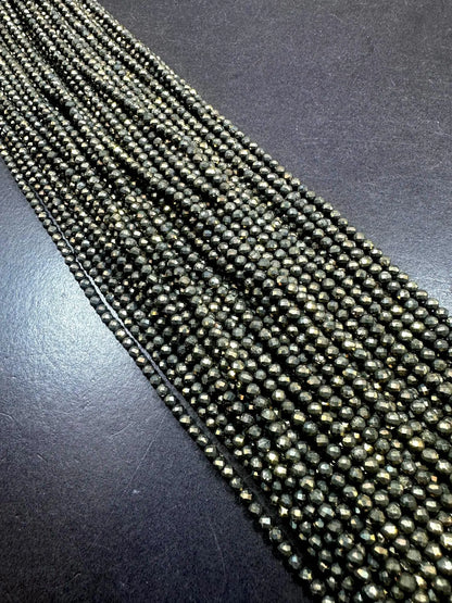 Beautiful Gold Pyrite Faceted Round Shape Gemstone Beads. Nice Gold Color, 3mm, Great Quality 15.5"