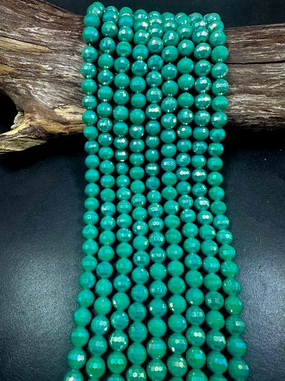 Beautiful Spearmint Green Faceted Round Shape Crystal Glass Beads. Stunning Green Color, 6mm, 10mm, Great Quality Full Strand 15.5"