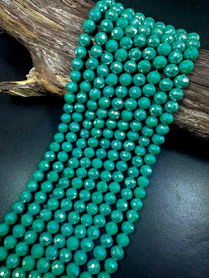 Beautiful Spearmint Green Faceted Round Shape Crystal Glass Beads. Stunning Green Color, 6mm, 10mm, Great Quality Full Strand 15.5"