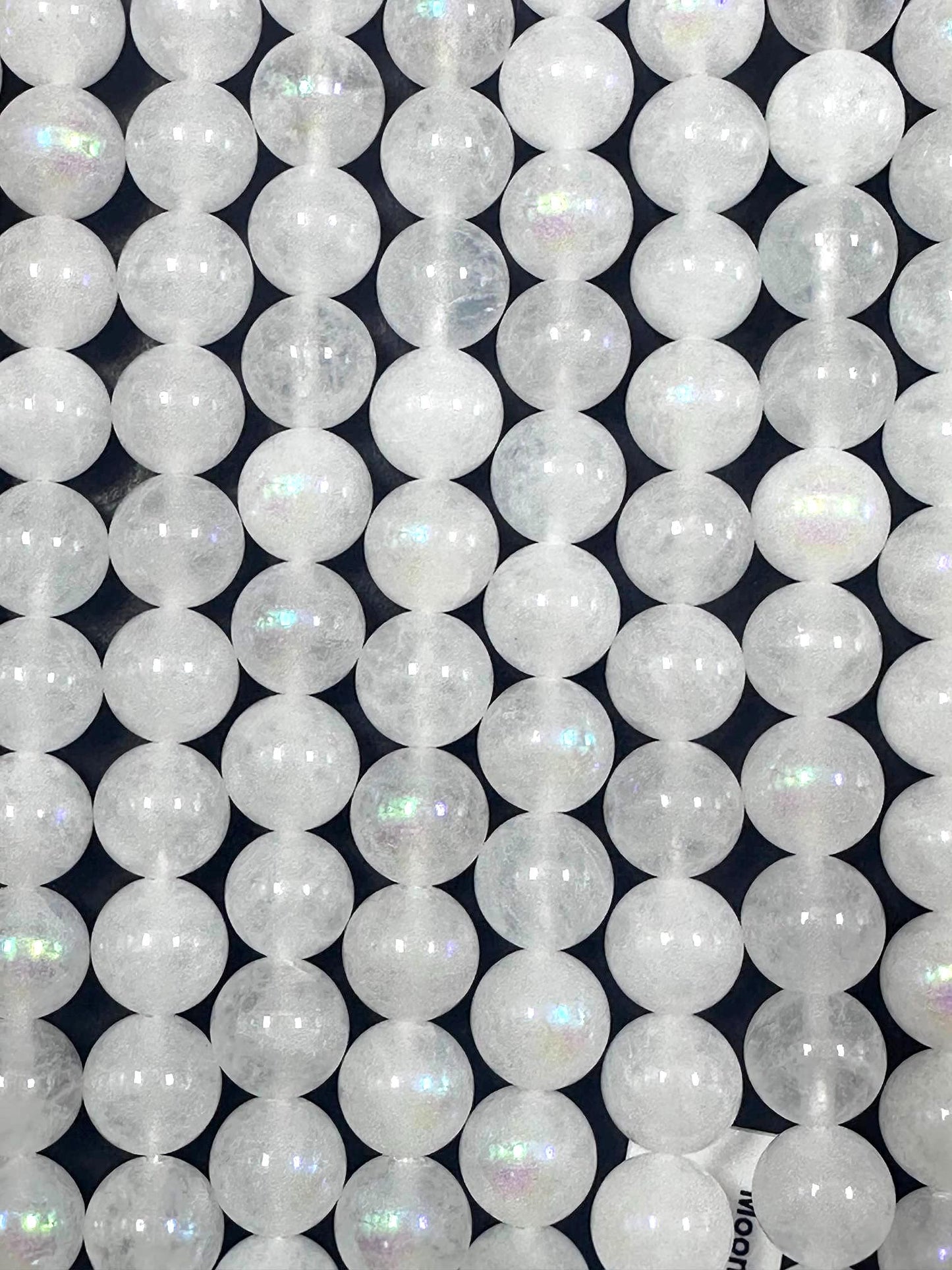 Beautiful White Moonstone Jade Round Shape Gemstone Beads. 6mm, 8mm, 10mm, 12mm; Stunning White Color with AB Coating Great Quality 15.5"