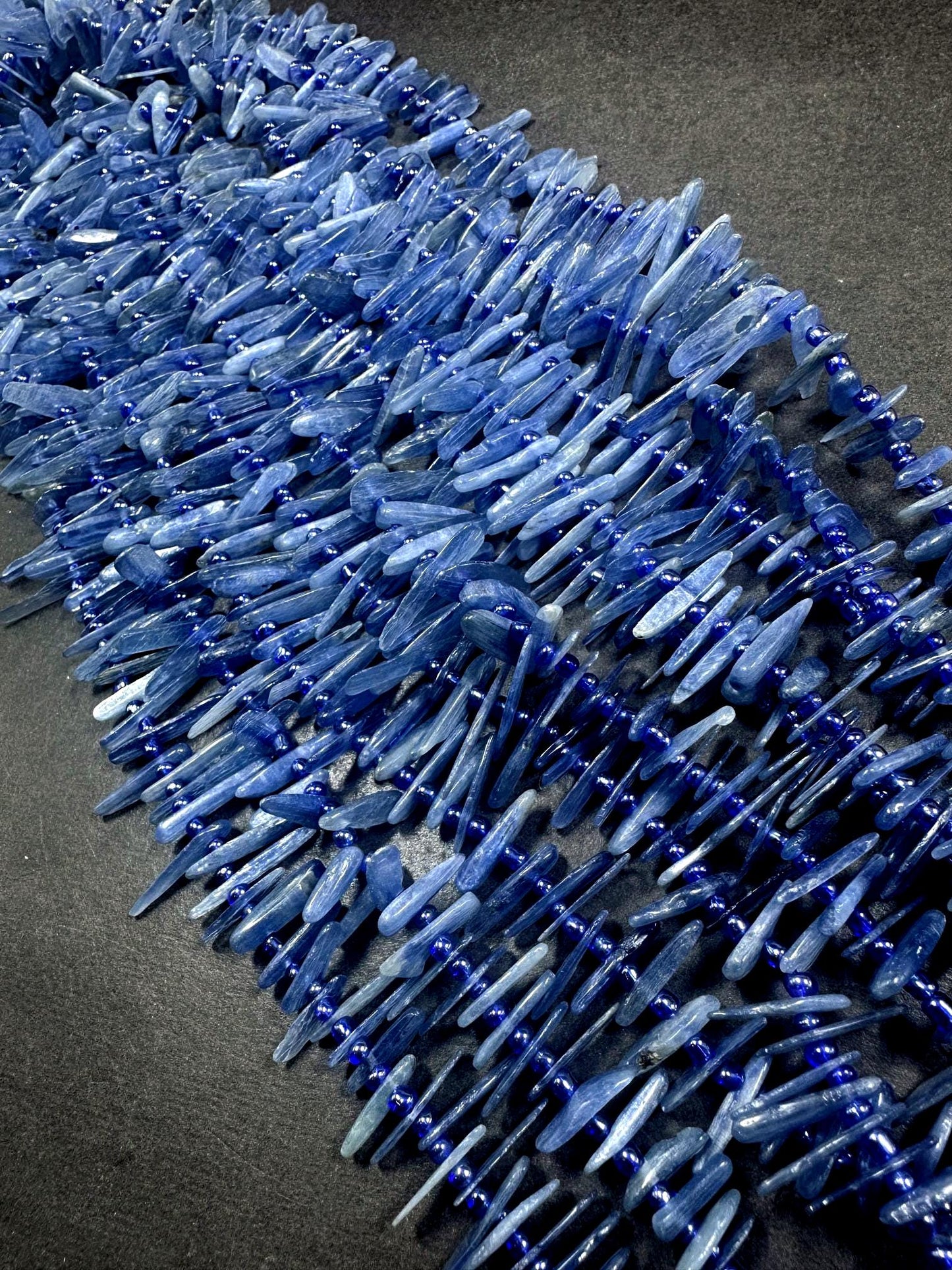 Graduated 100% AAA Natural Blue Kyanite Stick Shape Gemstone Beads. 10x5mm-26x6mm, Great Quality 15.5"