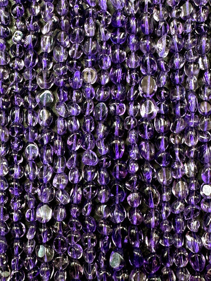 100% AAA Natural Nugget Shape Amethyst Gemstone Beads. 5mm-6mm, Beautiful Purple Color, Great Quality 15.5"