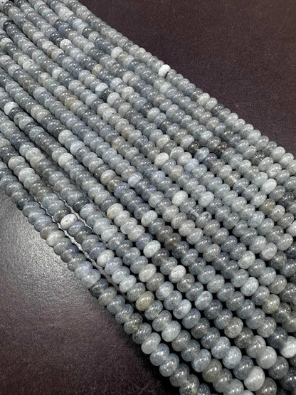 Beautiful Gray Jade Gemstone Bead 5x8mm Smooth Rondelle Beads, Gorgeous Gray Color Jade Gemstone Beads Great Quality Full Strand 15.5"