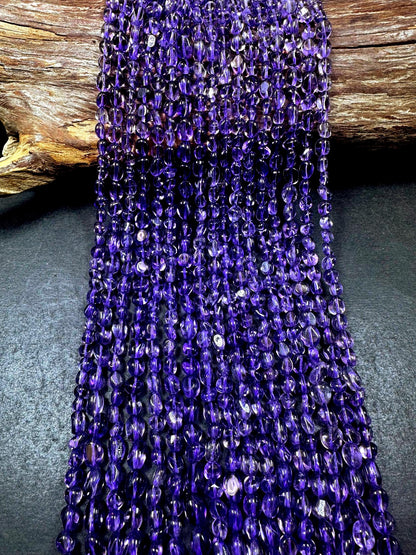 100% AAA Natural Nugget Shape Amethyst Gemstone Beads. 5mm-6mm, Beautiful Purple Color, Great Quality 15.5"
