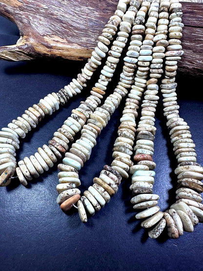 Guaranteed 100% Natural White Howlite Graduated Rondelle Shape Gemstone Beads. Beautiful White Cream Pattern Great Quality Full Strand 15.5"