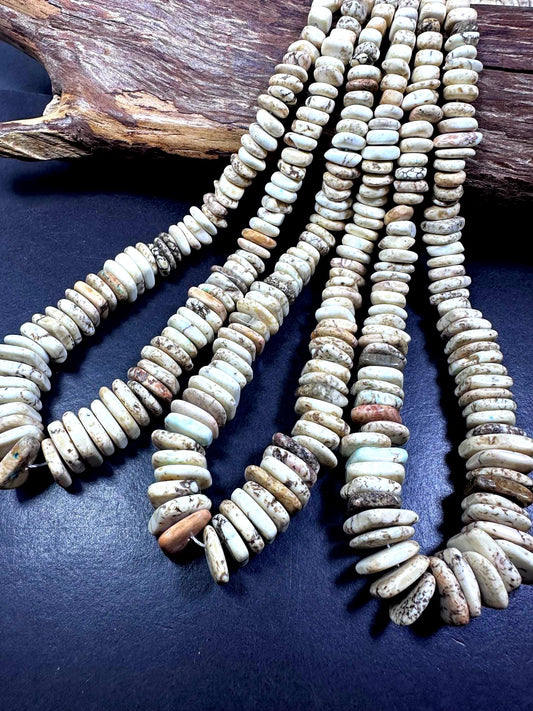 Guaranteed 100% Natural White Howlite Graduated Rondelle Shape Gemstone Beads. Beautiful White Cream Pattern Great Quality Full Strand 15.5"