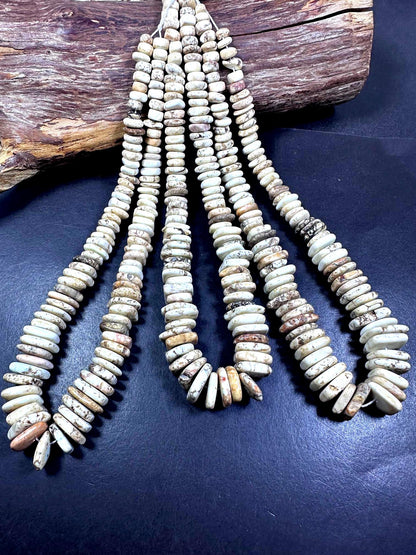 Guaranteed 100% Natural White Howlite Graduated Rondelle Shape Gemstone Beads. Beautiful White Cream Pattern Great Quality Full Strand 15.5"