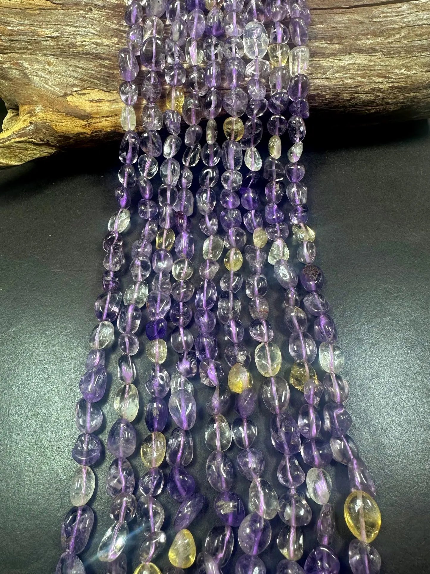 100% Natural Ametrine Freeform Pebble Shape Gemstone Beads, Clear Purple and Gold, Great Quality 15.5"