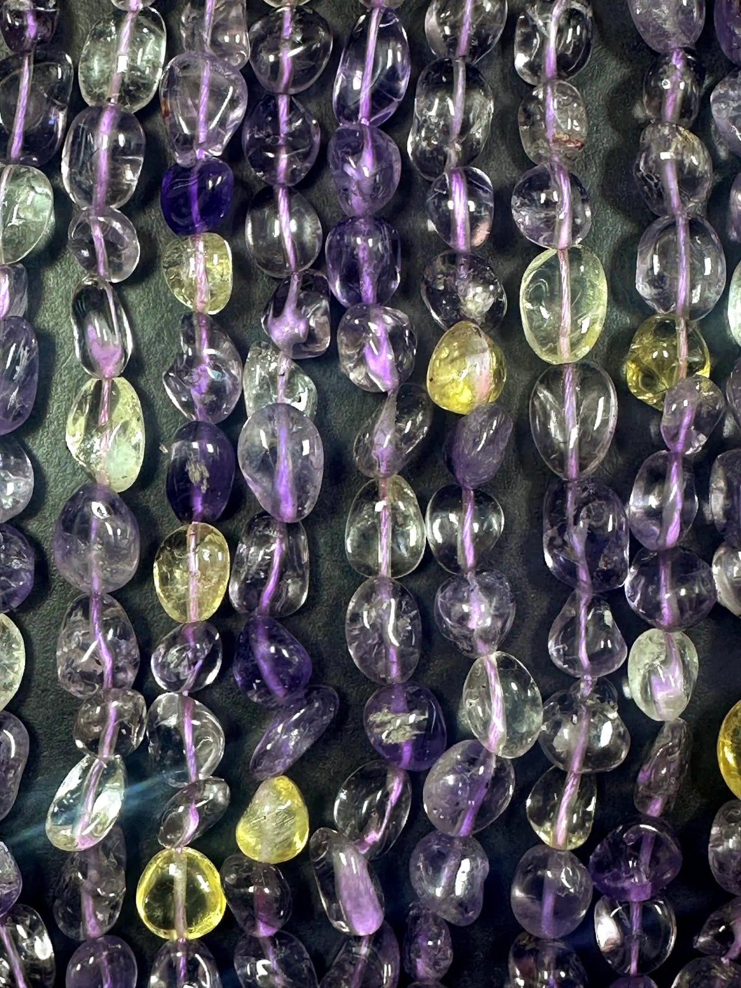 100% Natural Ametrine Freeform Pebble Shape Gemstone Beads, Clear Purple and Gold, Great Quality 15.5"