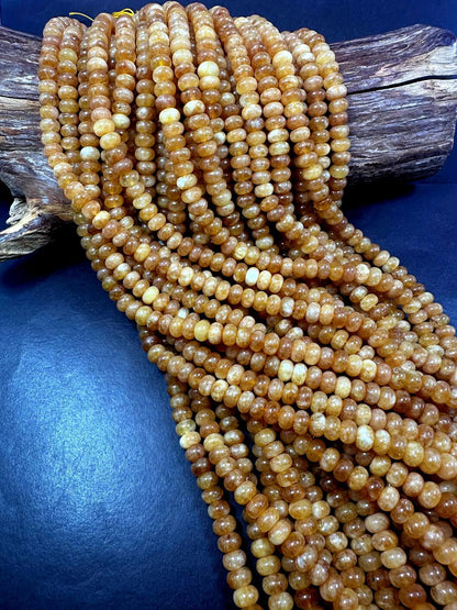 Beautiful Brown Orange Jade Gemstone Bead 5x8mm Smooth Rondelle Beads, Gorgeous Brown Orange Color Jade Gemstone Beads Full Strand 15.5"