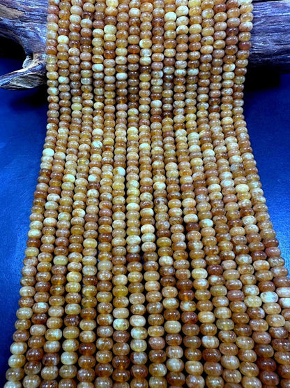 Beautiful Brown Orange Jade Gemstone Bead 5x8mm Smooth Rondelle Beads, Gorgeous Brown Orange Color Jade Gemstone Beads Full Strand 15.5"