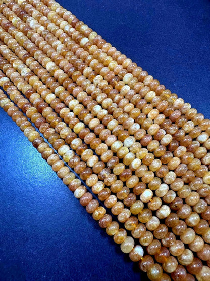 Beautiful Brown Orange Jade Gemstone Bead 5x8mm Smooth Rondelle Beads, Gorgeous Brown Orange Color Jade Gemstone Beads Full Strand 15.5"