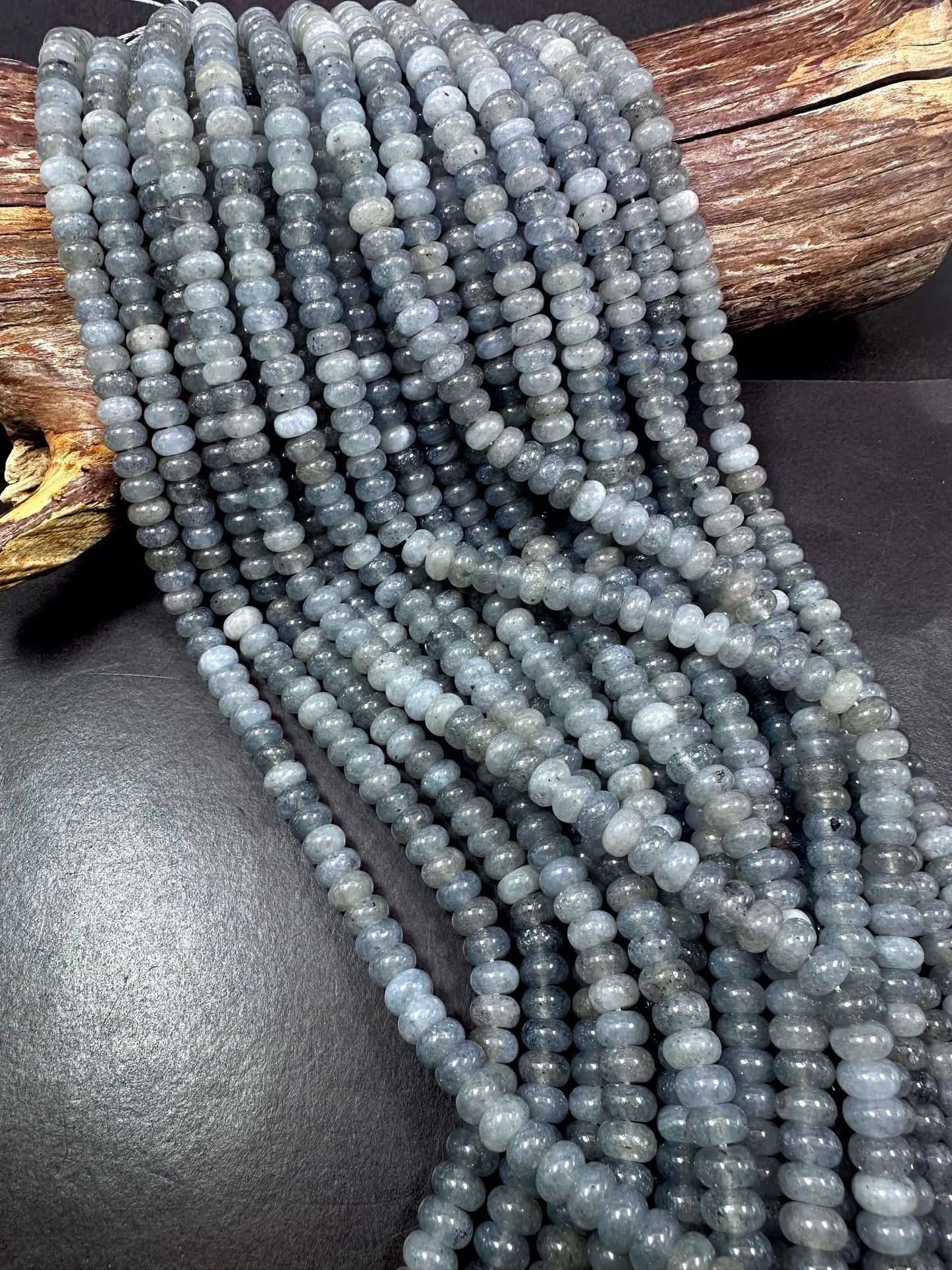 Beautiful Gray Jade Gemstone Bead 5x8mm Smooth Rondelle Beads, Gorgeous Gray Color Jade Gemstone Beads Great Quality Full Strand 15.5"