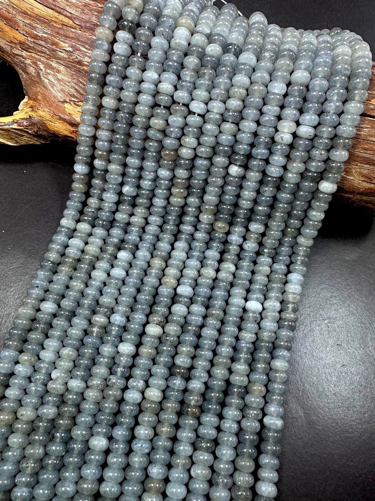 Beautiful Gray Jade Gemstone Bead 5x8mm Smooth Rondelle Beads, Gorgeous Gray Color Jade Gemstone Beads Great Quality Full Strand 15.5"