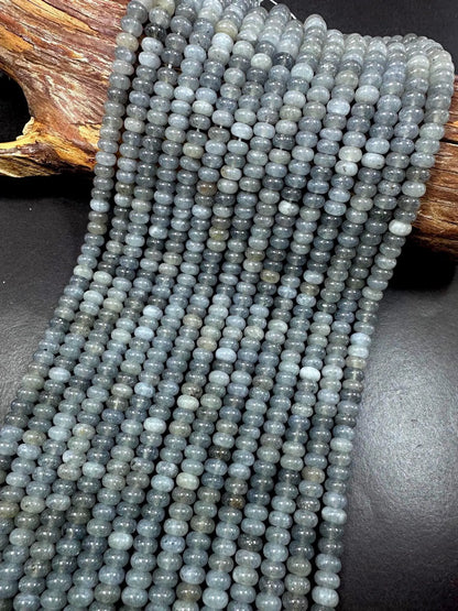 Beautiful Gray Jade Gemstone Bead 5x8mm Smooth Rondelle Beads, Gorgeous Gray Color Jade Gemstone Beads Great Quality Full Strand 15.5"