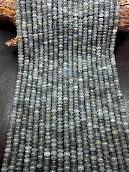 Beautiful Gray Jade Gemstone Bead 5x8mm Smooth Rondelle Beads, Gorgeous Gray Color Jade Gemstone Beads Great Quality Full Strand 15.5"